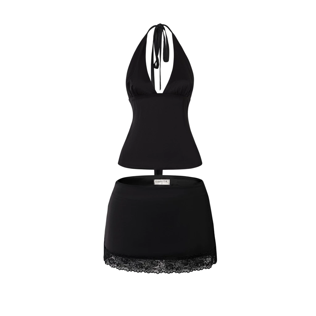 ( IVY SETS ) Set chân váy ren ngắn BAHYCHIC- áo lụa buộc nơ TÁCH LẺ đơn giản lụa TÔ CHÂU | BAHYCHIC