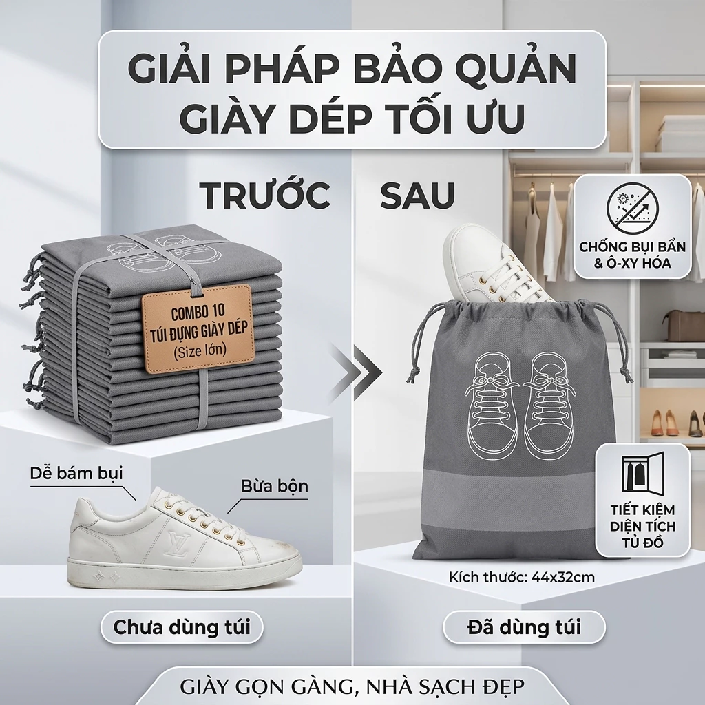 Túi Đựng Giày Dép Dây Rút Chống Nước Chống Bụi – Gọn Nhẹ Tiện Lợi Khi Du Lịch