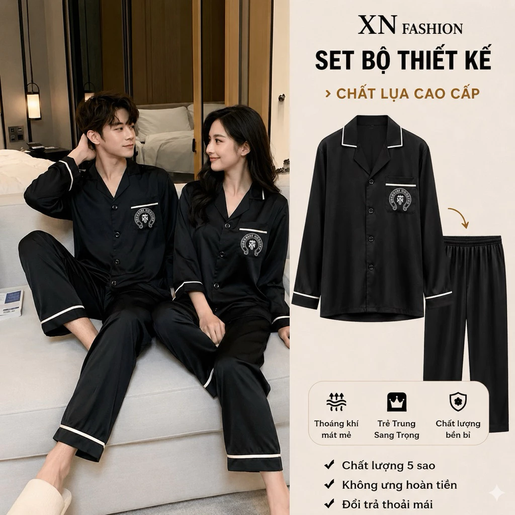 [ DEAL MỞ BÁN ] bộ ngủ lụa nam nữ lụa trơn chất lụa latin cao cấp cho các cặp đôi