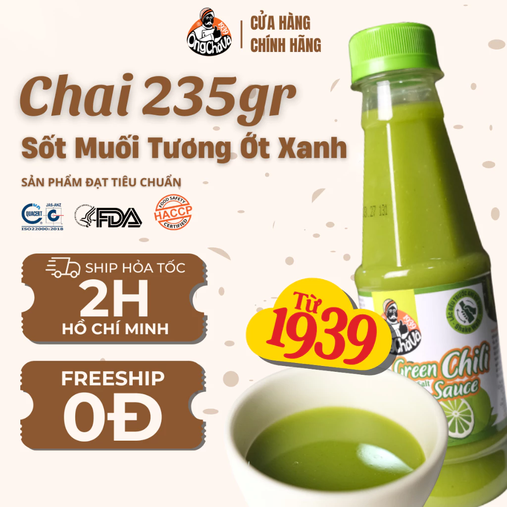 Sốt Muối Tương Ớt Xanh thương hiệu Ông Chà Và 235gr - Hàng Chính Hãng