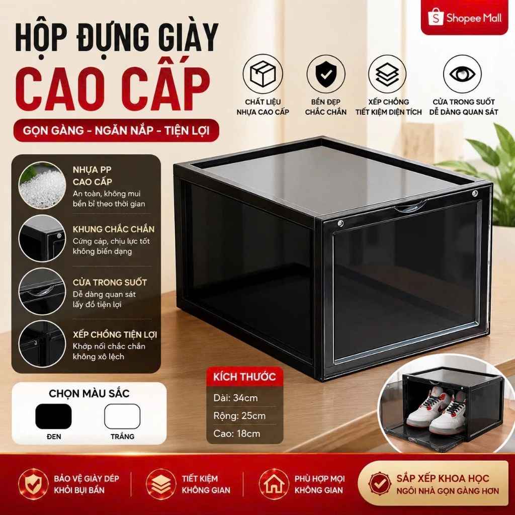 Hộp đựng giày PTLUXURY nhựa cứng Việt Nhật [ HÀNG CAO CẤP ]