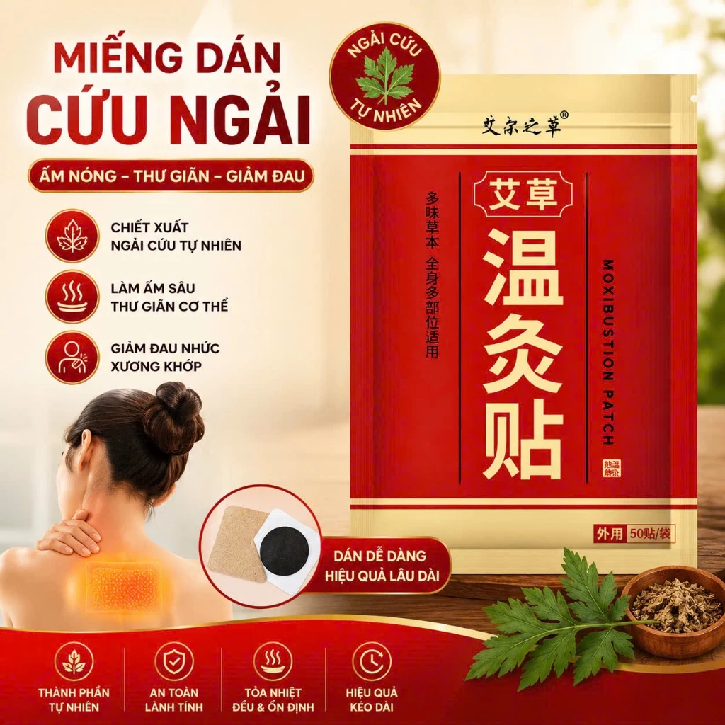 [ COMBO 10 HỘP 200 MIẾNG ] Hộp 20 Miếng Cao Dán Ngải Cứu Vàng Dán Cổ Vai Gáy Nhiều Vùng Trên Cơ Thể - PLSHARK