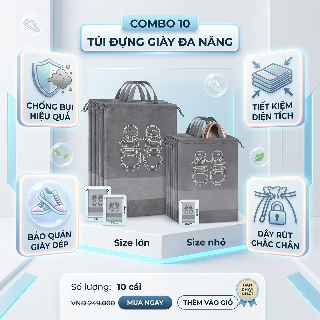 Túi Đựng Giày Dép Dây Rút Đa Năng – Chống Bụi Bẩn, Chống Nước, Tiện Lợi Khi Di Chuyển