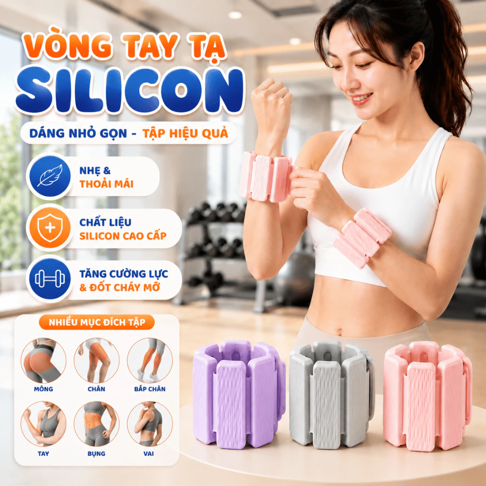 Tạ Đeo Tay Chân Silicon Điều Chỉnh Trọng Lượng 1-1.5KG TOAM, Tạ Cổ Tay Cổ Chân Tập Gym Yoga Tại Nhà