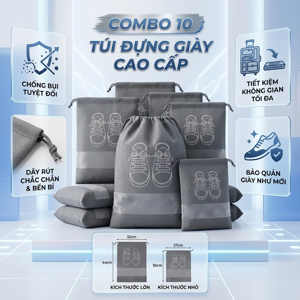 Túi Đựng Giày Thể Thao, Giày Đá Bóng Size Lớn – Chất Liệu Bền Đẹp, Gọn Gàng Khi Mang Theo