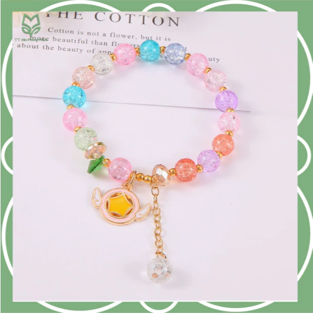 Vòng Tay Handmade Nhiều Màu, Hạt Lấp Lánh Kèm Mặt Dây Trang Trí Dễ Thương