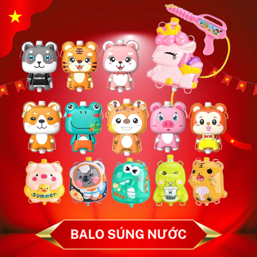 Balo phun nước cho bé đi biển đi bơi, Đồ chơi mùa hè bắn tia, phun nước đeo lưng cho bé