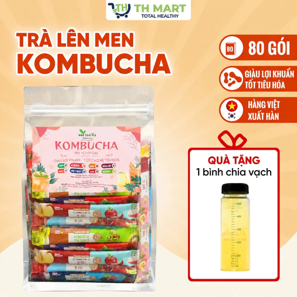 BỊCH 80 GÓI Trà Lên Men Kombucha Mix Vị Dạng Gói Bổ Sung Lợi Khuẩn, Giải Khát, Hỗ Trợ Thâm Hụt Calo