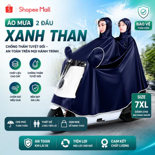Áo mưa đi xe máy PTLUXURY 1 người và 2 người che phủ toàn thân, kèm kính chắn mưa tiện lợi [ Hàng Tốt ]