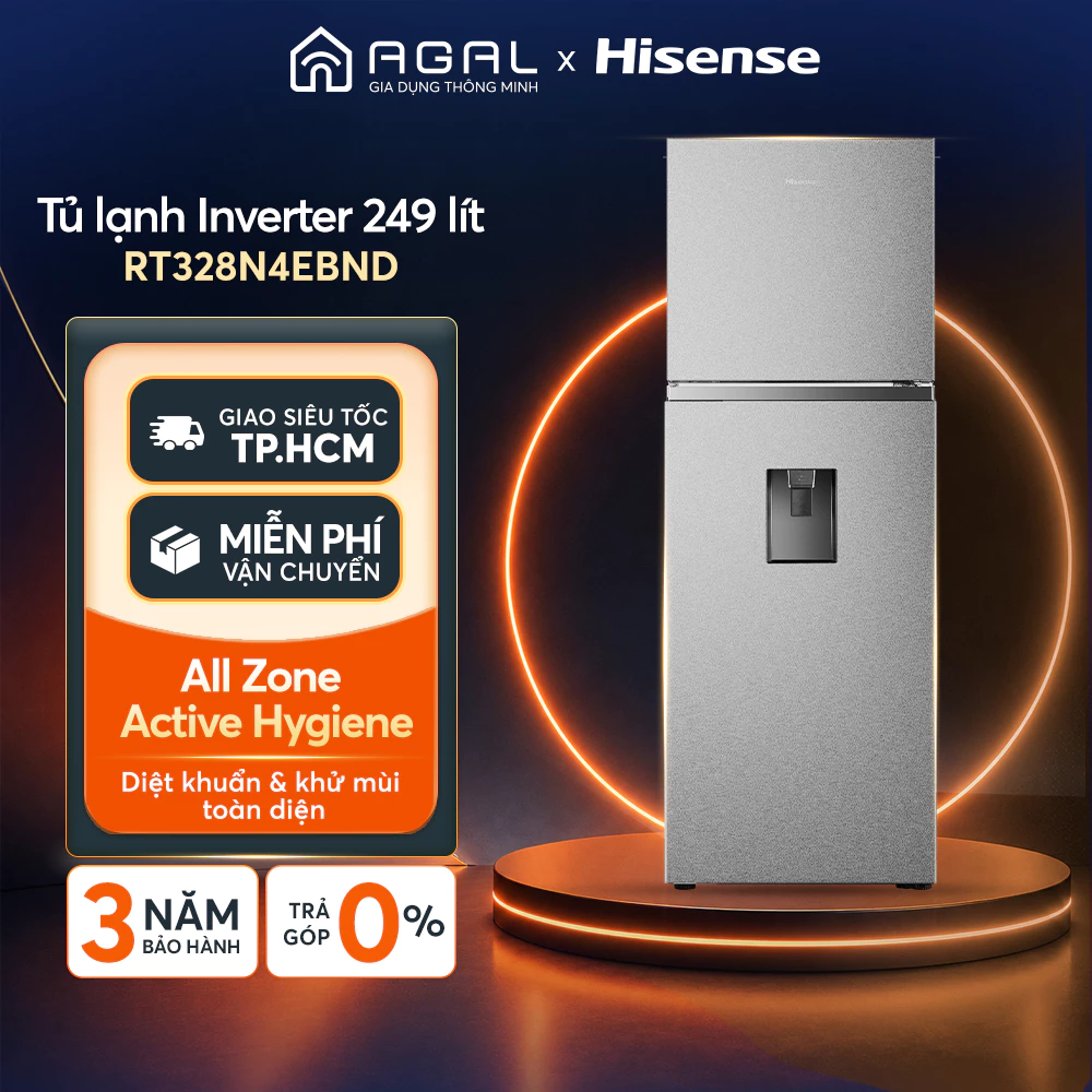 Tủ lạnh Hisense Inverter 249L RT328N4EBND Tiết Kiệm điện | Lấy nước ngoài - Bảo hành 3 năm