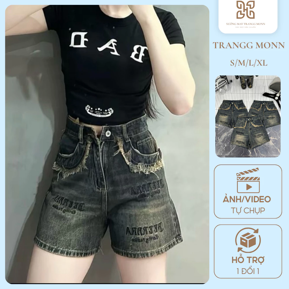 Quần Sooc Jean Thêu Beerbra Cao Cấp Cạp Khóa Hàng Thiết Kế Mới Ra 2026 Form Rộng Dễ Mix Đồ Hack Dáng