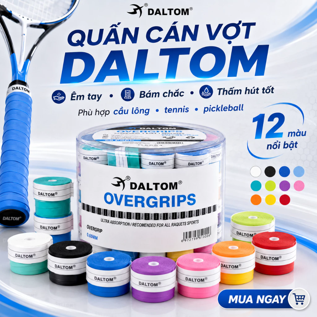 (Combo 5 chiếc) quấn cán vợt pick cầu lông tennis Shiwei DT cao cấp, thấm hút mồ hôi chống trơn trượt DT