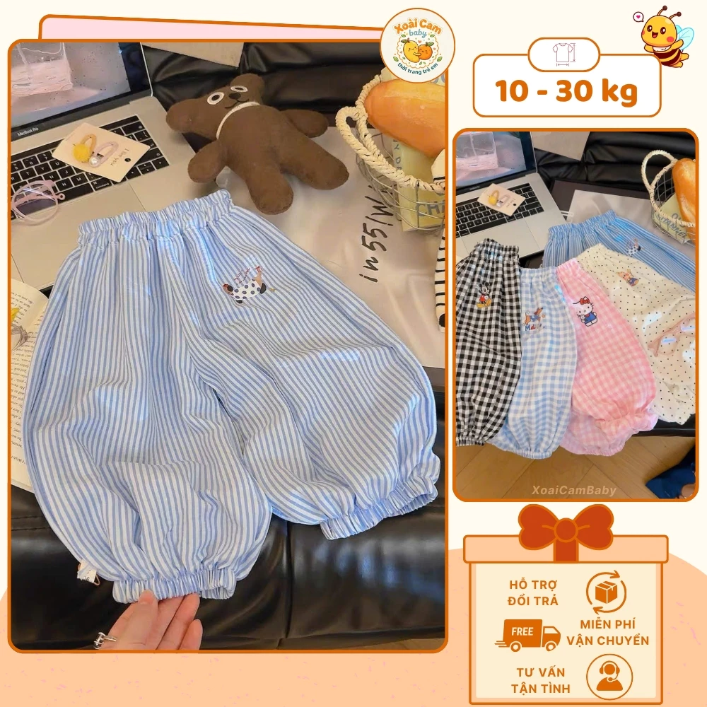 Quần Dài Bé Gái Dáng Bí Bo Gấu Dễ Thương, Quần Bí Cotton Mềm Mát Cạp Chun Co Giãn Cho Bé Đi Học Đi Chơi Thoải Mái -M63