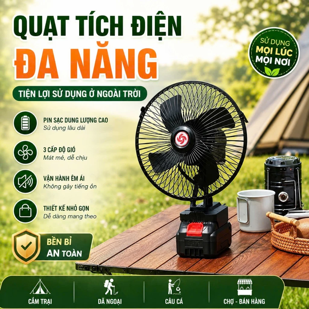 Quạt Tích Điện Mini Để Bàn Pin 10 Cell Làm Mát Cực Nhanh, Sử Dụng Liên Tục Nhiều Giờ [ HÀNG LOẠI 1 ]