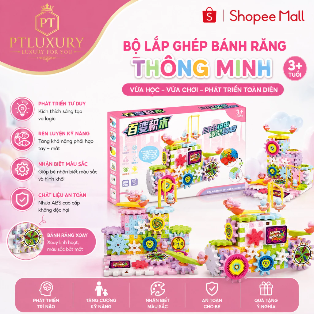 Đồ chơi lắp ráp bánh răng có thể hoạt động cho bé tùy ý sáng tạo theo ý thích mẫu mới - PTLUXURY