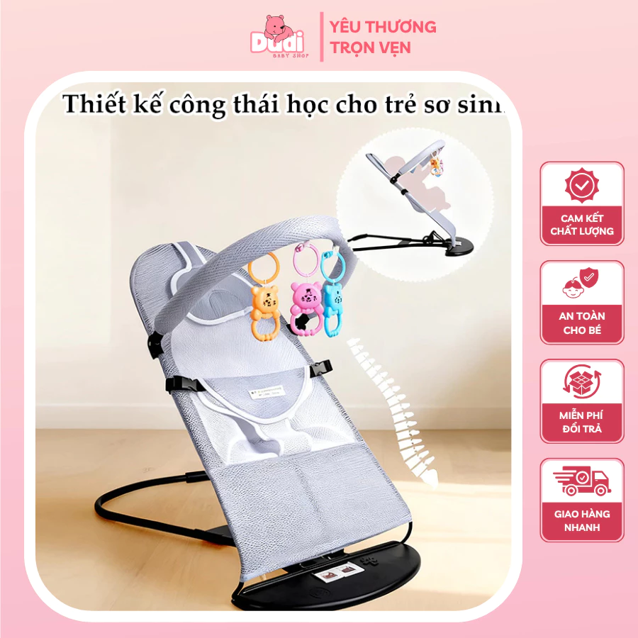 Ghế rung nhún cho bé, dày dặn chắc chắn, chơi nằm ngủ vui chơi toàn cho bé, thiết kế ghế công thái học