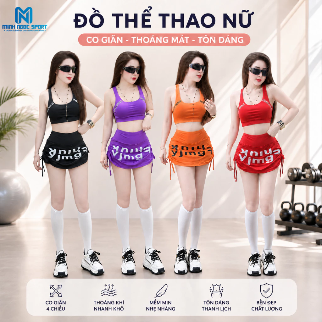Bộ đồ tập gym yoga nhảy erobic chất thun lạnh mát co dãn, 8 màu bộ thể thao nữ | Mmestore [AH-01]