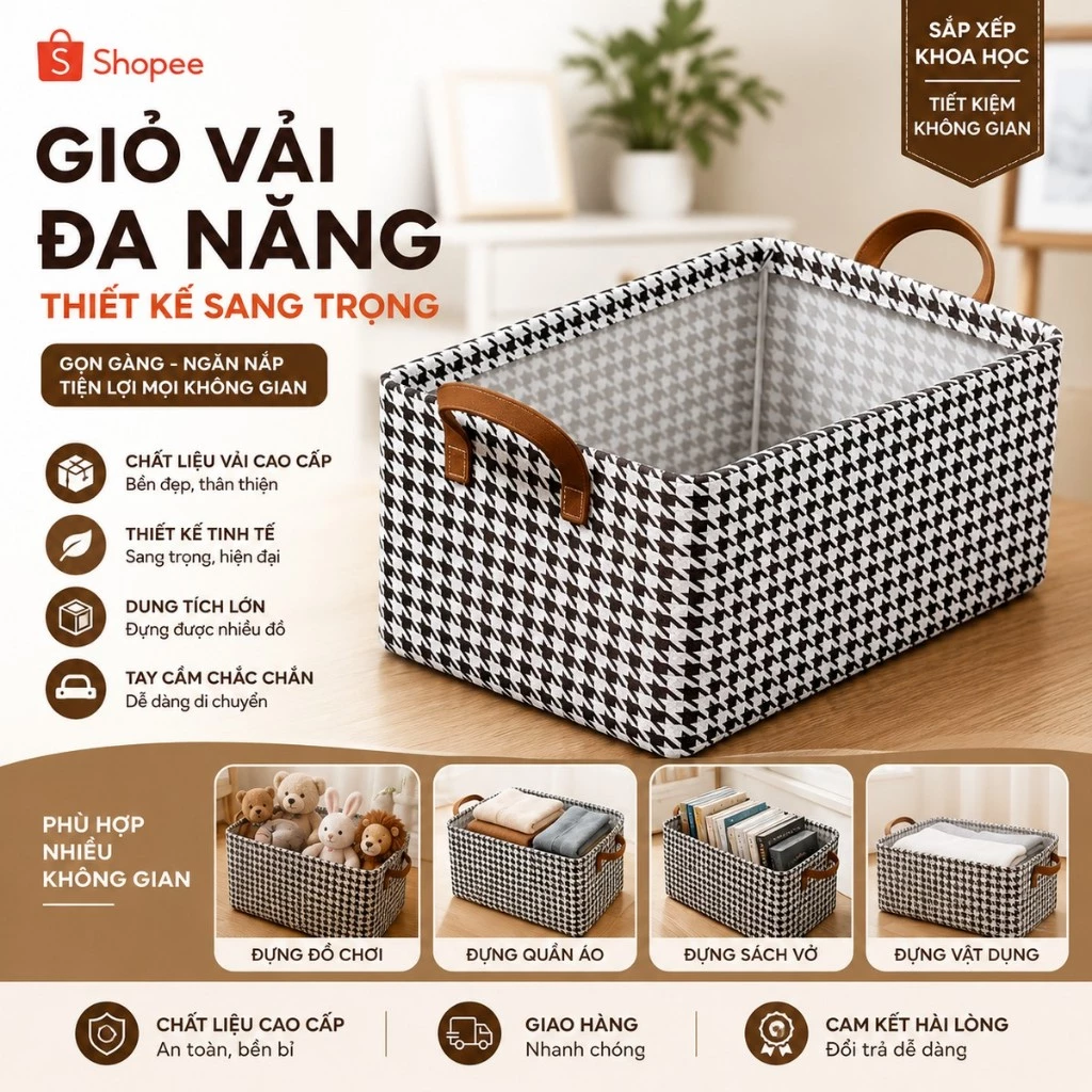 Hộp Đựng Quần Áo Khung Thép Gấp Gọn Thông Minh PTLUXURY Giỏ Đựng Quần Áo Đồ Lót Sắp Xếp Tủ Đồ