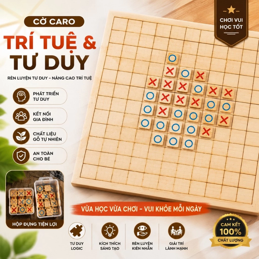 [ Hỏa Tốc ] Bộ cờ caro PTLUXURY hỗ trợ trẻ phát triển tư duy khả năng ghi nhớ và nhận biết