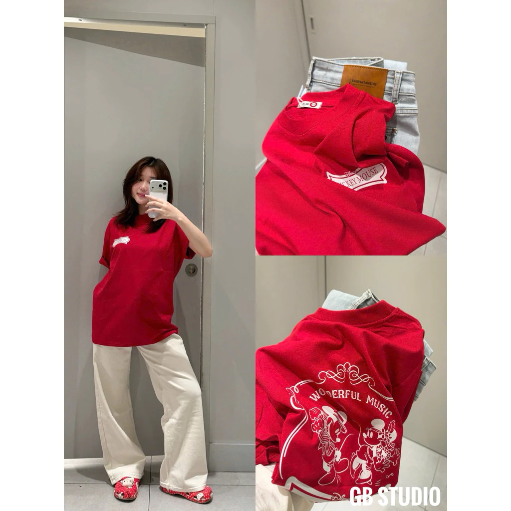 Áo phông đỏ Mickey (kèm ảnh thật)