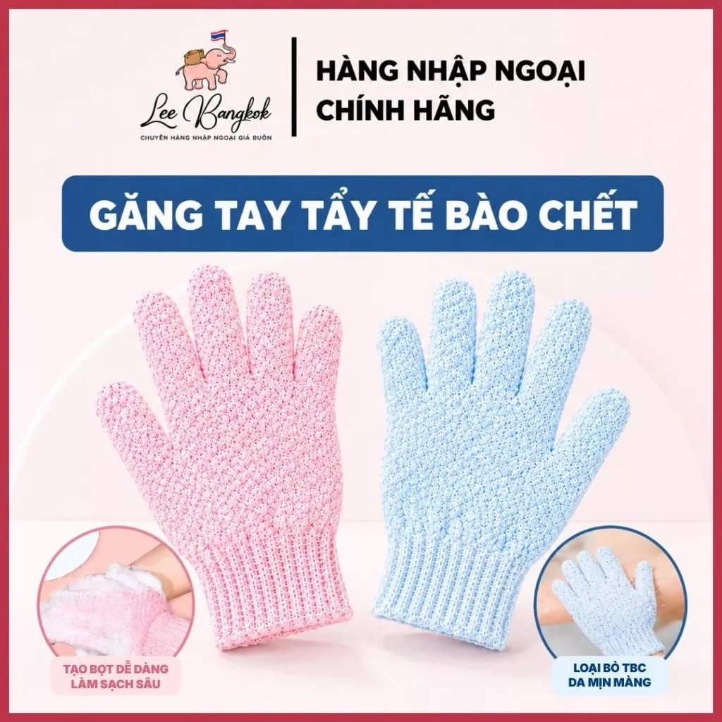 1 Chiếc Găng Tay Tẩy Tế Bào Chết Kỳ Sạch Ghét Bath Gloves Làm Sạch Massage Cơ Thể Mịn Da Hồng Và Xanh Chất Liệu Cotton