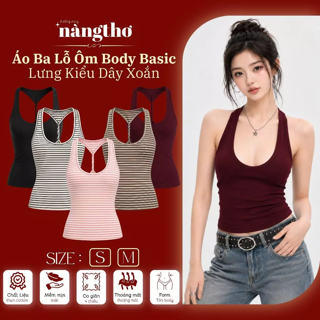 227[DEAL MỞ BÁN] Summer Twist-Áo Ba Lỗ Mùa Hè Ôm Body Cổ U Lưng Kiểu Xoắn Chất Thun Cotton