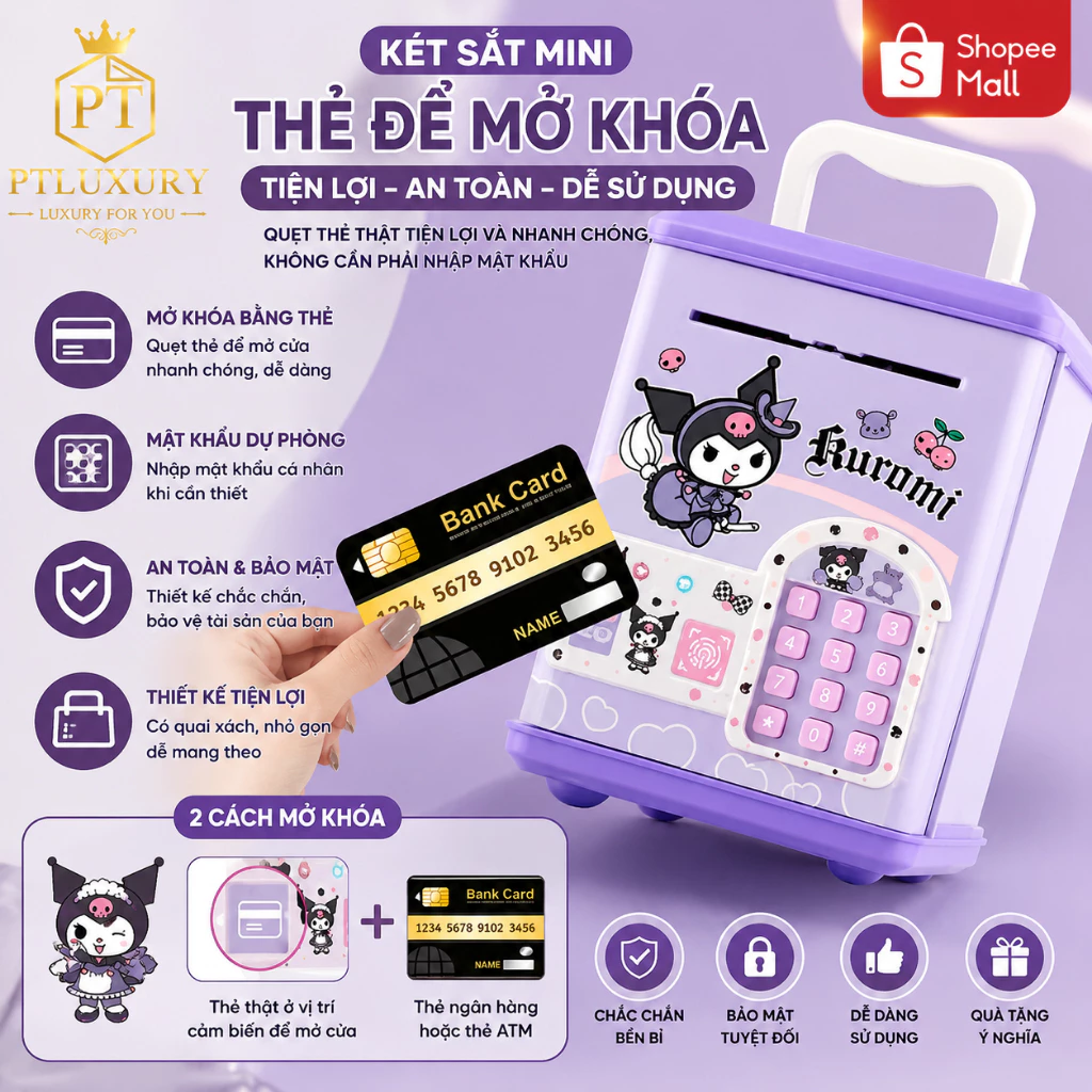 [ HỎA TỐC HCM ] Két sắt mini CYAN tiết kiệm tiền sử dụng vân tay thông minh cho bé dễ sử dụng