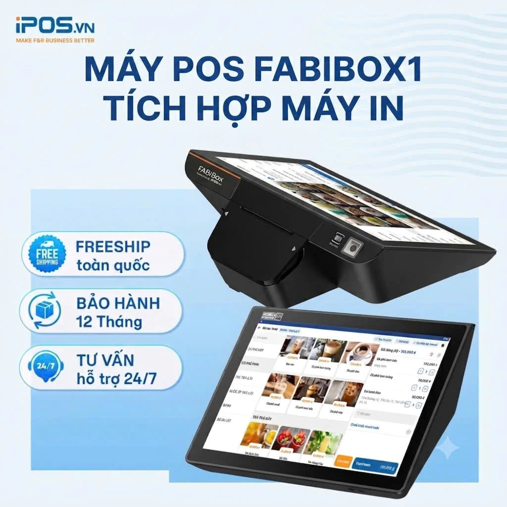 [Chính hãng] Máy POS bán hàng FABiBox1 tích hợp máy in hoá đơn ở thân máy - Tặng kèm phần mềm bán hàng cơ bản trọn đời