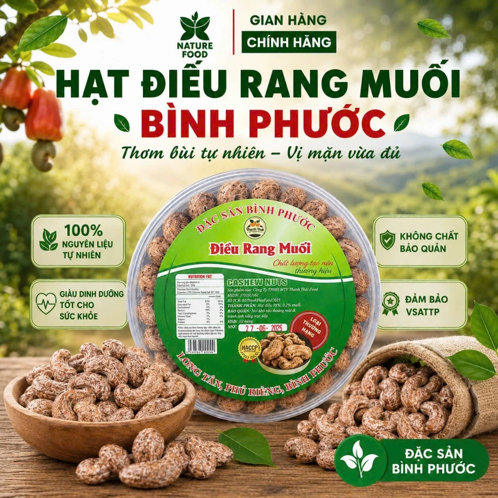 Combo1,5Kg( 3 hộp )Hạt điều A Cồ Rang Muối Xuất Khẩu Phân Phối Bởi NATURE FOOD(có hồ sơ công bố và kiểm nghiệm sản phẩm)