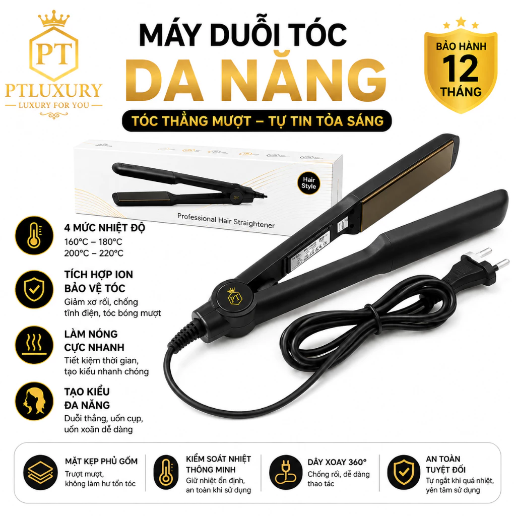 Máy duỗi tóc tạo kiểu ép,là thẳng uốn cụp xoăn đa năng - PTLUXURY
