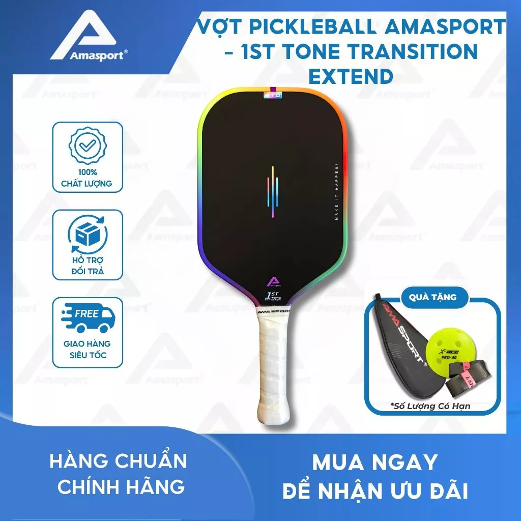 Vợt pickleball chính hãng AMA SPORT - 1ST TONE TRANSITION EXTEND mặt vợt độ nhám cao tăng ma sát