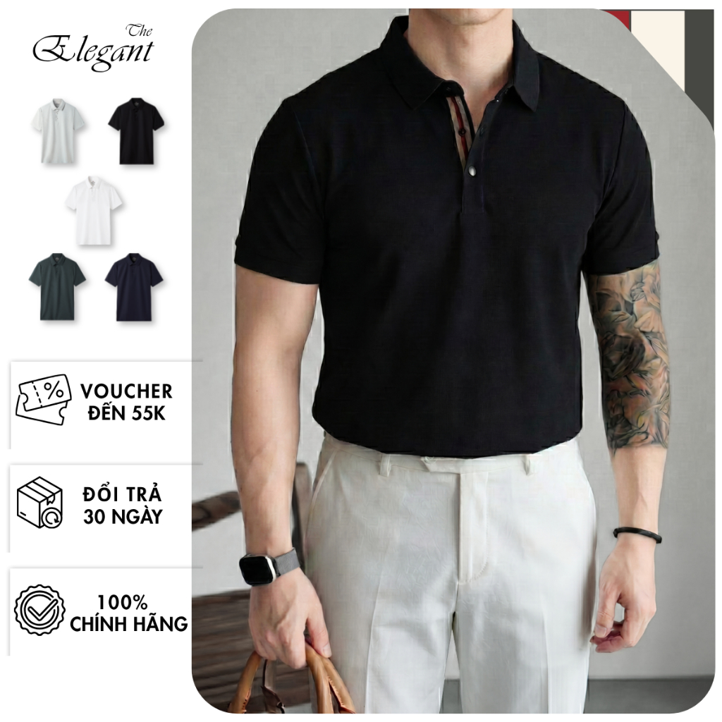 Áo Polo Nam cao cấp the Elegant công nghệ Không đường may - Dệt sợi Microfiber…