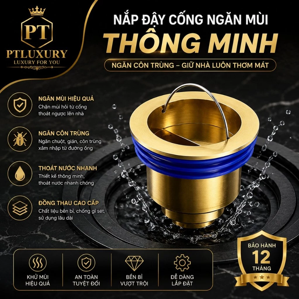 Nắp đậy cống thoát nước ngăn mùi chống côn trùng lõi đồng