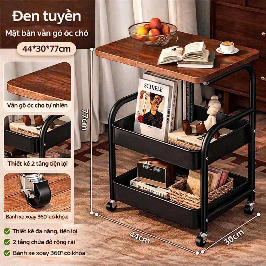 Kệ 3 Tầng Có Bánh Xe, Xe Đẩy Spa Để Đồ Đa Năng Tiện Lợi, Thiết Kế Chắc Chắn Bằng Kim Loại, Mặt Bằng Gỗ Cao Cấp
