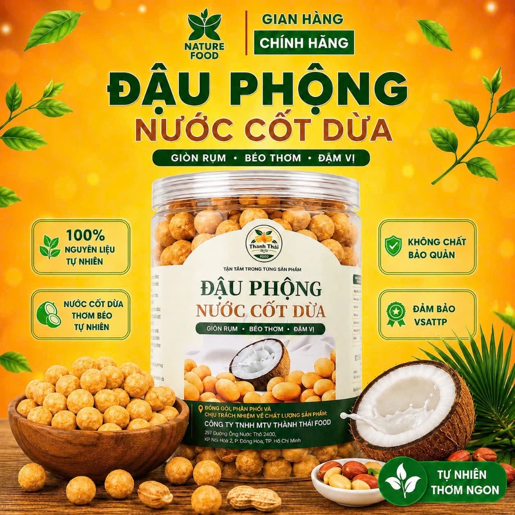 ĐẬU PHỘNG DA CÁ NƯỚC CỐT DỪA Phân Phối Bởi NATURE FOOD (có hồ sơ công bố và kiểm nghiệm sản phẩm)