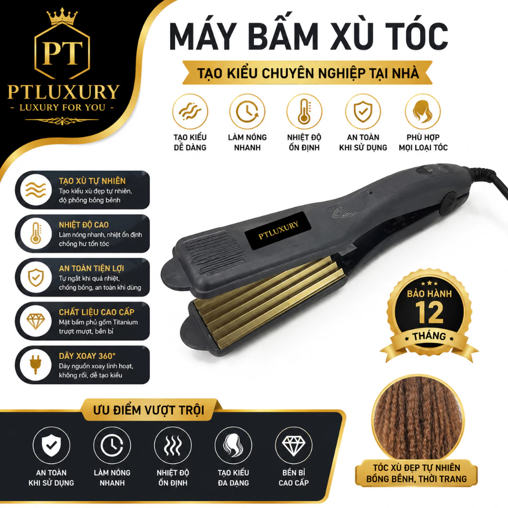 Máy dập xù PTLUXURY bấm xù , bấm phồng tạo kiểu tóc làm phồng chân tóc bản to cao cấp young - 288