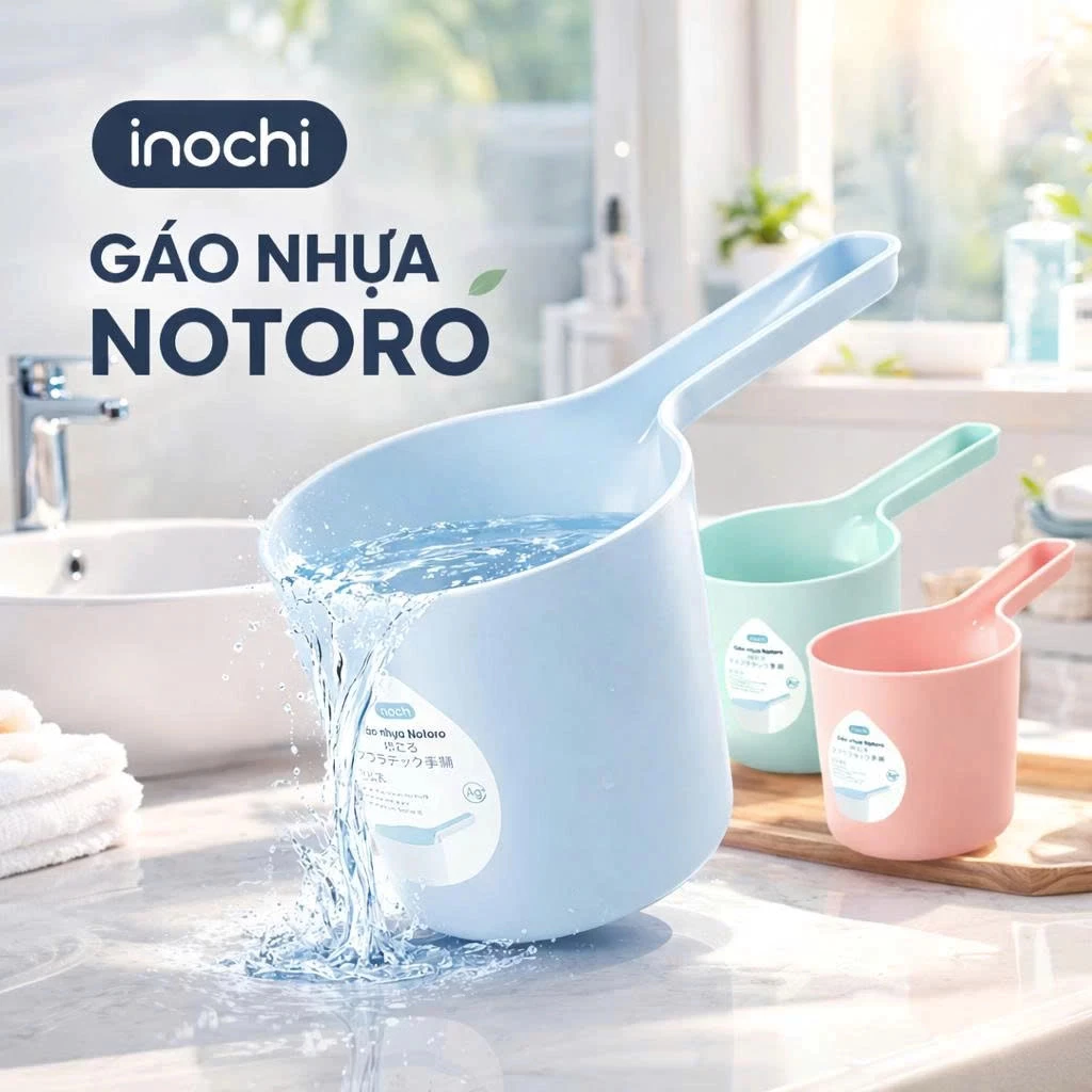 Gáo nhựa Inochi Tay cầm chắc chắn, hạn chế trơn trượt, Thích hợp cho cả người lớn và trẻ nhỏ.