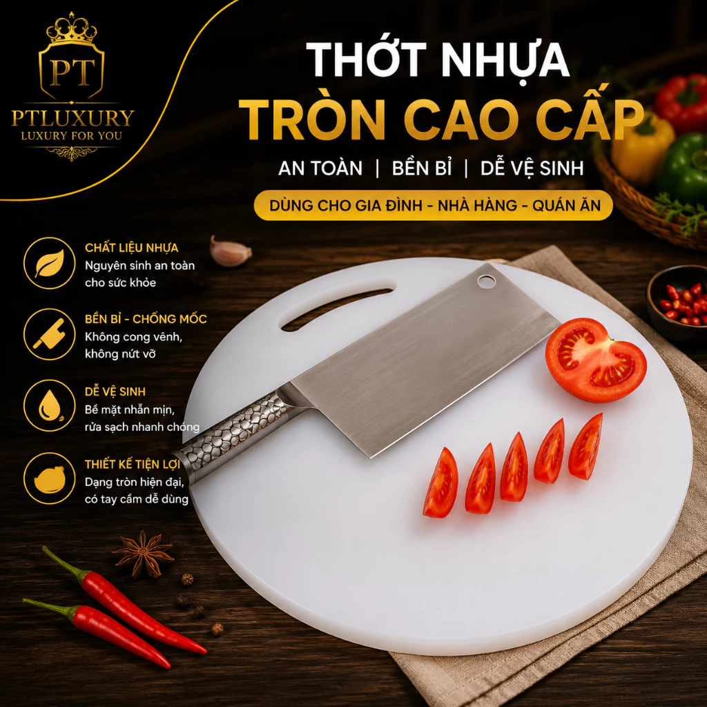 Thớt nhựa tròn PTLUXURY 3 size kháng khuẩn bền đẹp [ Hàng Tốt ]