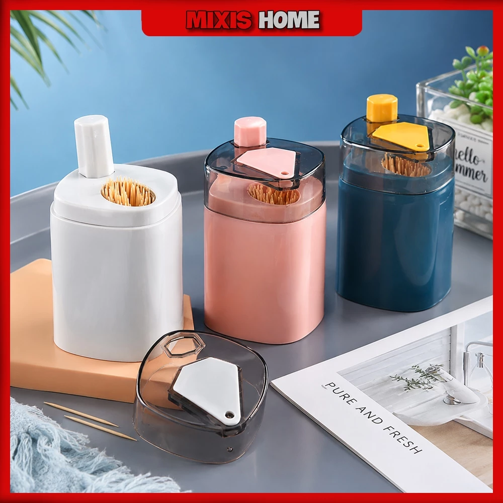 Lọ Đựng Tăm Xỉa Răng Có Nút Bấm Lấy Tăm Hũ Chứa Tăm Miệng Rộng Chống Bụi Gọn Gàng Tiện Lợi - GD325