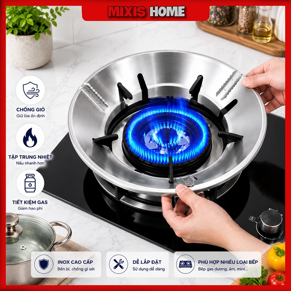 Kiềng Chắn Gió Bếp Ga Bạc Chống Tạt Gió Giúp Tiết Kiệm Gas Tăng Hiệu Quả Đun Nấu Tiện Dụng - GD331