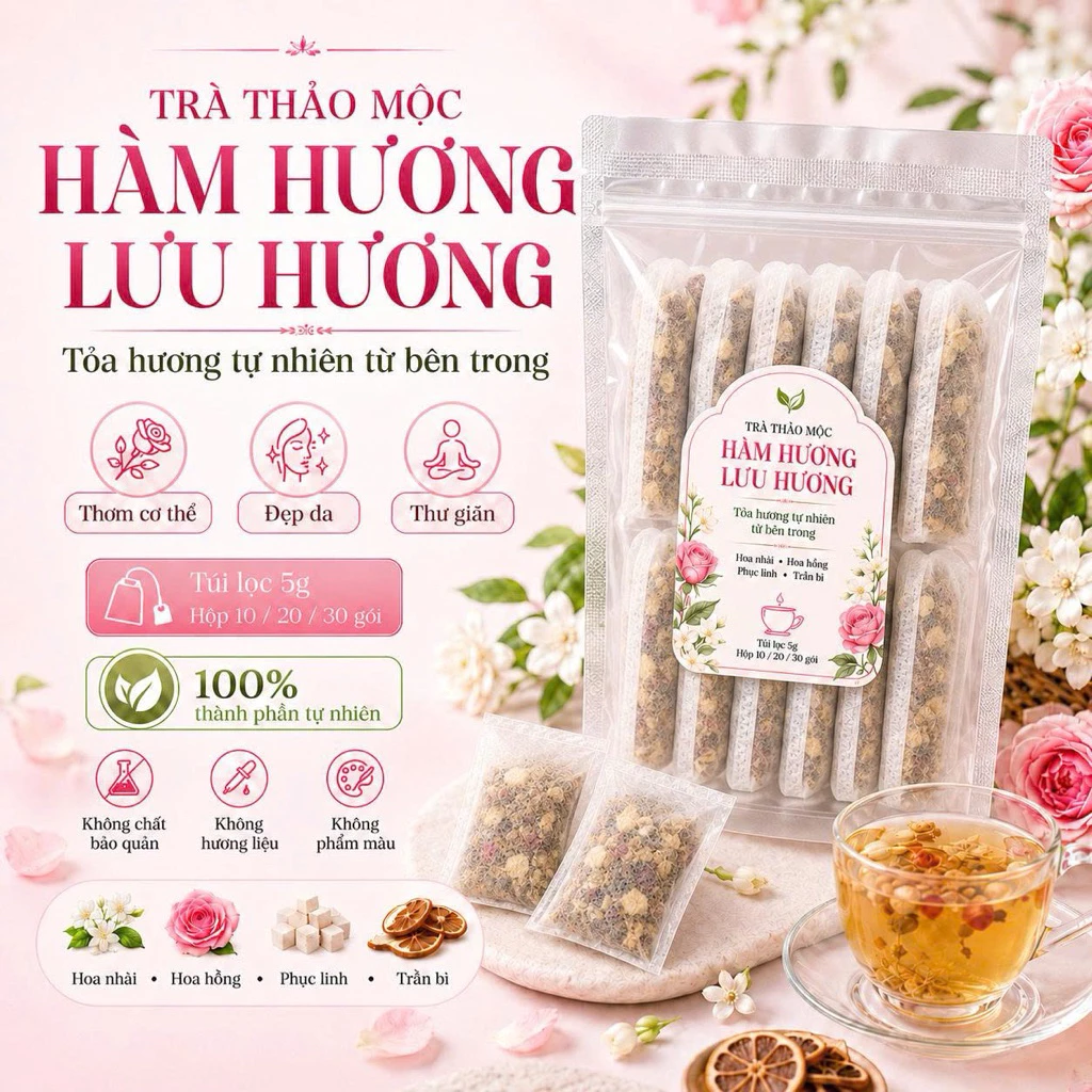 Trà Hàm Hương lưu hương tỏa hương Tâm Giao thơm cơ thể giảm mùi cơ thể thơm miệng tự nhiên