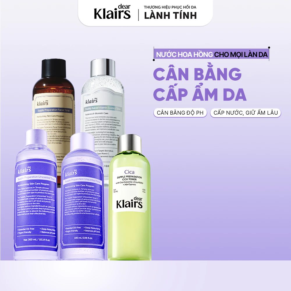 [Hannah Olala] Nước hoa hồng Dear, Klairs Supple Preparation Toner Cấp Ẩm Dưỡng Sáng Lành Tính Cho Mọi Loại Da