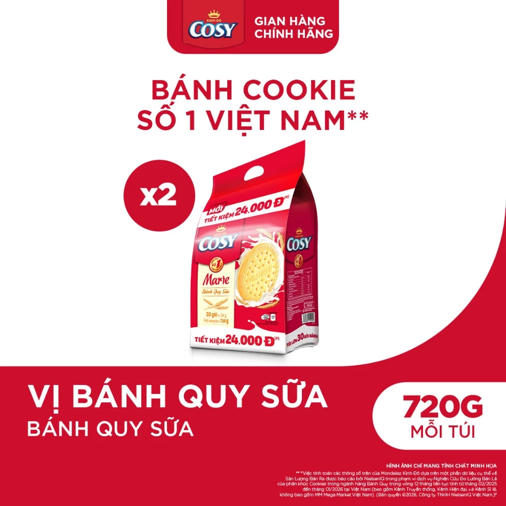 Combo 2 Túi Bánh Quy Sữa Cosy Marie 720g