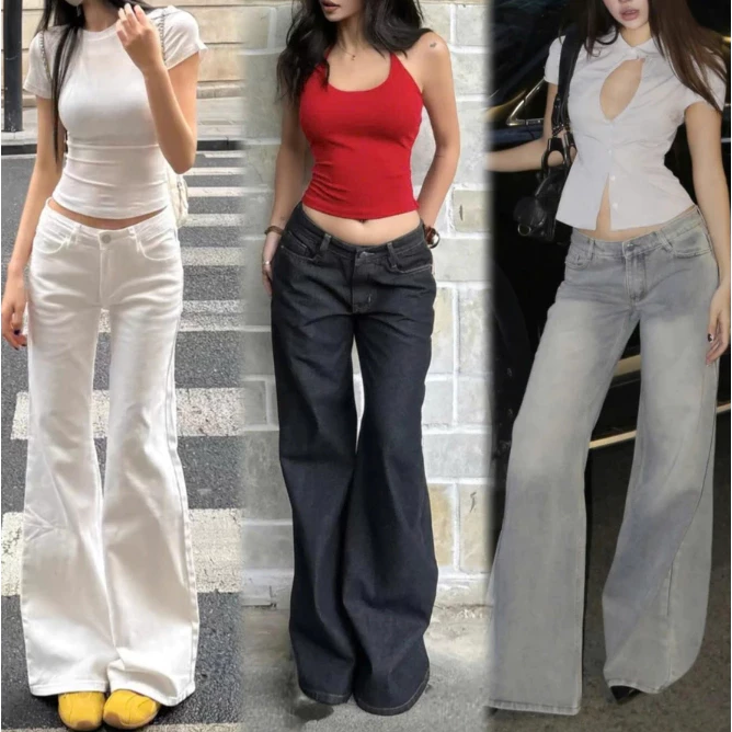 Quần Jean Nữ Lưng Cực Thấp Ống Suông Loe QJL-071