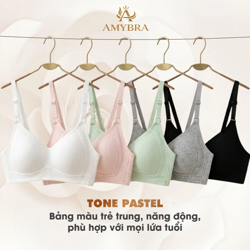 Áo Ngực Không Gọng Cotton Gân Tăm Mềm Mại - Áo Ngực Nữ Mút Mỏng Nâng Đỡ V1 Tạo Form Tự Nhiên A414