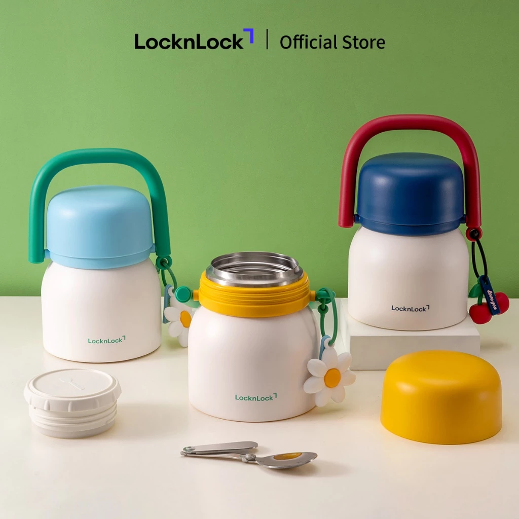 Bình Giữ Nhiệt Đựng Thức Ăn LocknLock LHC8068 700ml Inox 304 Có Kèm Muỗng, Quai Xách - T2CMALL