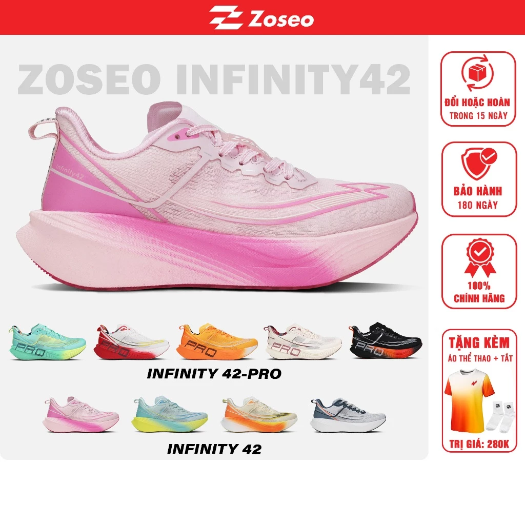 Giày Chạy Bộ Zoseo Infinity 42 có thanh TPU Plate trợ lực Đế giữa ETPU siêu êm nhẹ Sneaker running chuyên chạy bộ 36-45