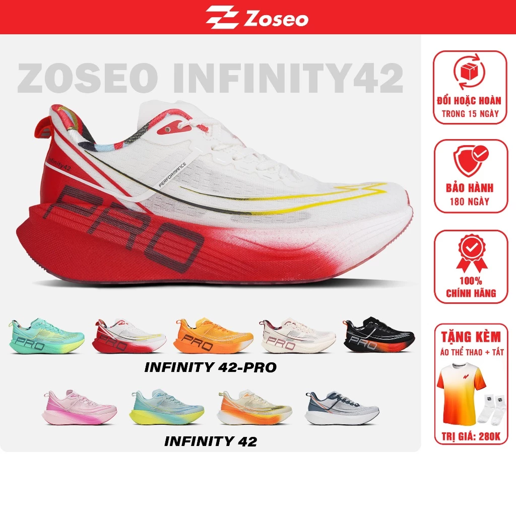 [CARBON] Giày Chạy Bộ Zoseo Infinity 42 Pro 3/4 Carbon, Đế ETPU siêu êm nhẹ, đế ngoài GPU Lót giày Pebax chuyên Thi Đấu