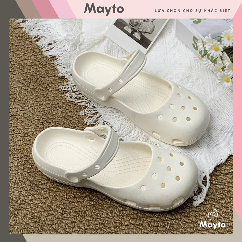 Giày búp bê nữ kiểu dáng ballet đế thấp 3cm có quai hậu trơn dễ thương Mayto CS-283