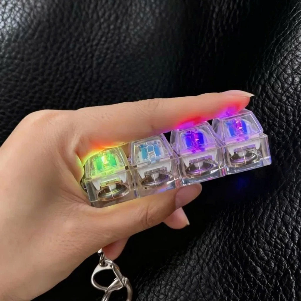 Bàn Phím LED Móc Khóa Fidget Đồ Chơi Pha Lê Clicker Đồ Chơi Cảm Giác Để Giảm Căng Thẳng Đầu Ngón Tay Fidget Tiện Ích Cho